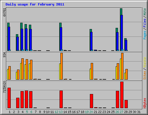 Daily usage for February 2011